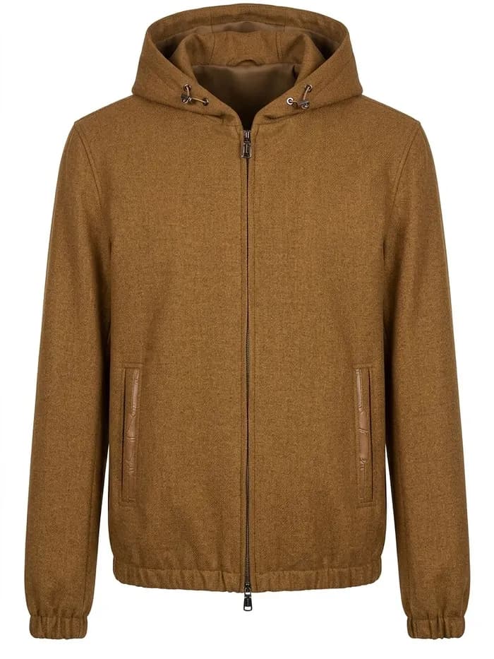 The same jacket on a plain white background, holding its shape with no hanger visible